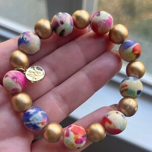 Colorful Beaded Bracelet with Gold Accents